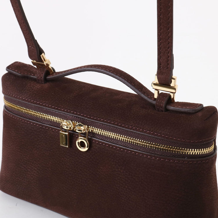 質感真皮｜2025新款百搭LP19真皮手提包磨砂麂皮絨飯盒包化妝包手拎肩斜背包「8323-1」25.10-4