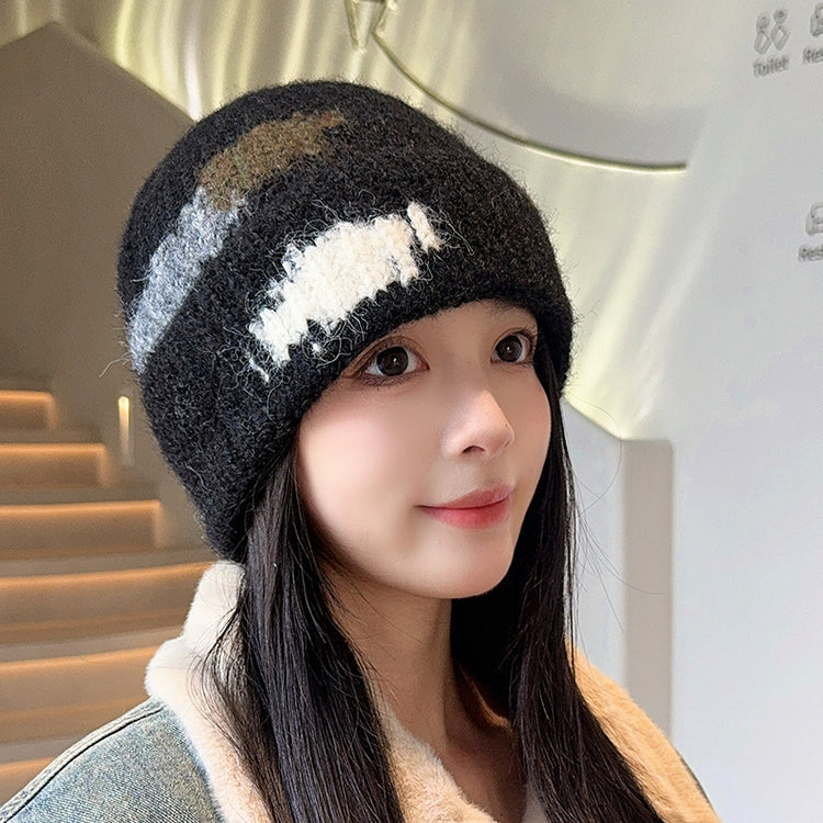 流行帽子 |帽子女秋冬大頭圍顯臉小毛線帽氛圍感戶外保暖針織帽護耳瓜皮帽男「C5573」25.09-2
