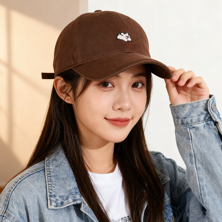 流行帽子｜卡通刺繡鴨舌帽子女2025新款大頭圍顯臉小棒球帽學生情侶遮陽帽男「C5882」25.12-1