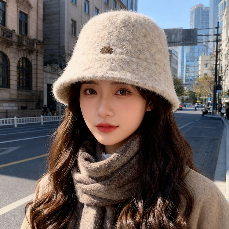 流行帽子｜秋冬新款毛絨漁夫帽子女大頭圍保暖毛絨水桶帽韓版時尚顯臉小盆帽「C5659」25.09-5