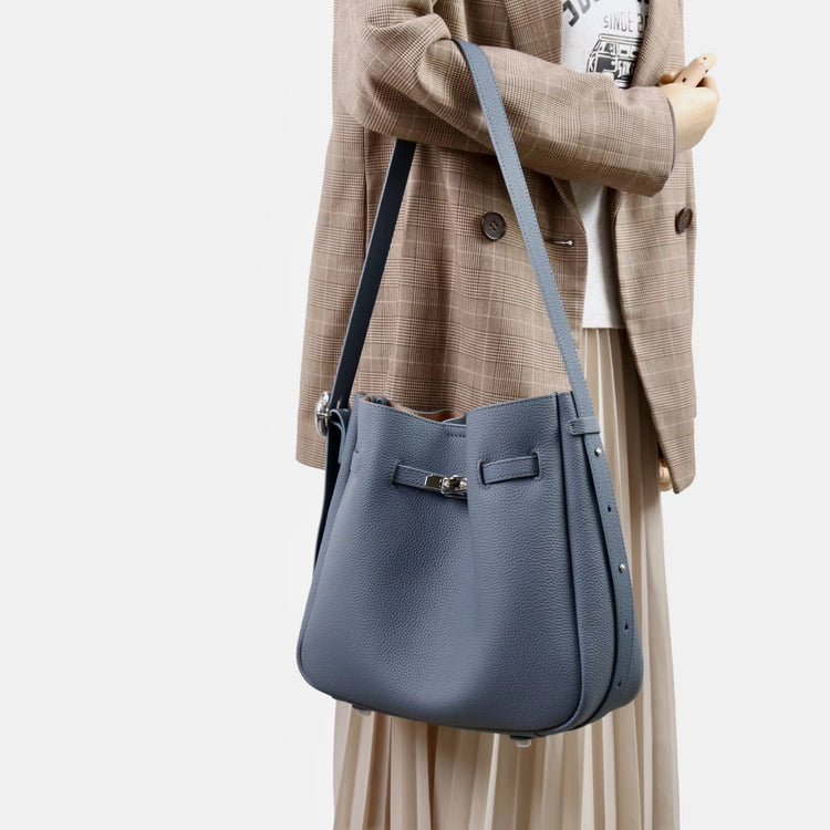 質感真皮｜2025新款頭層牛皮高級感單肩斜背手提水桶包大容量小眾百搭「OS53088」25.11-1