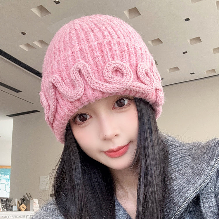 流行帽子 |秋冬新款大頭圍顯臉小帽子女美式復古毛線帽刺繡保暖針織帽男冷帽「C5568」25.09-2