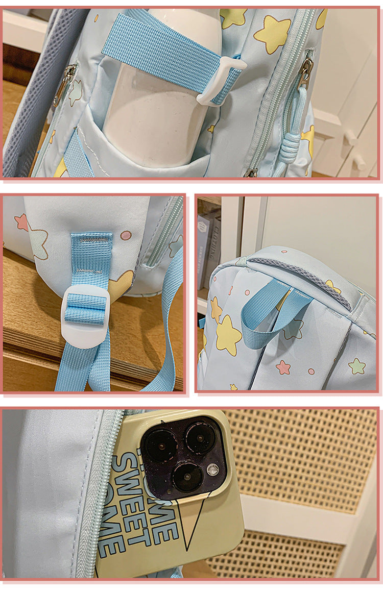 致青春｜日系ins高顏值雙肩包小清新甜美星星背包初高中生輕便大容量書包「2077-133」25.10-4