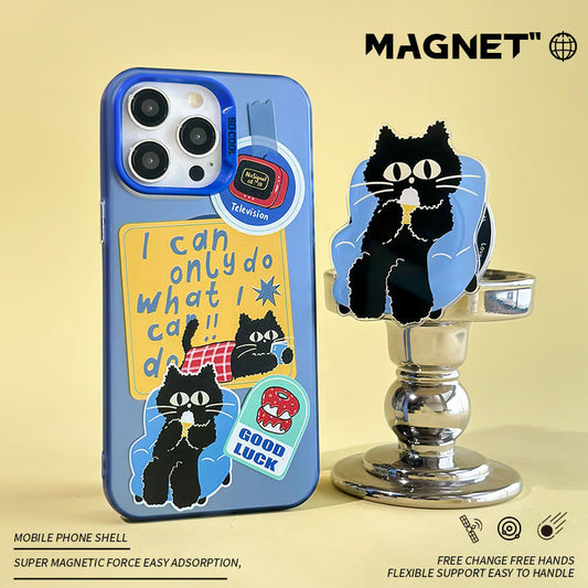 手機殼｜iPhone16/15Promax磁吸手機殼蘋果14Pro適用13磨砂鐳射12支架「WMWM0405」24.11-1