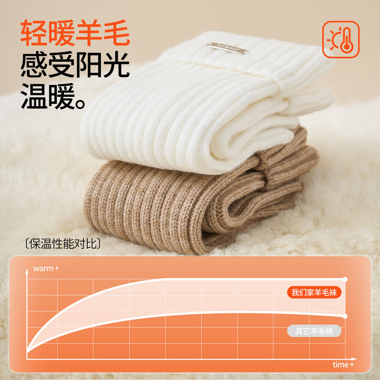 女襪｜羊毛襪套女秋冬季加厚保暖鎖溫堆堆襪復古Y2K辣妹彈力中筒腿套「WT239068」25.09-2