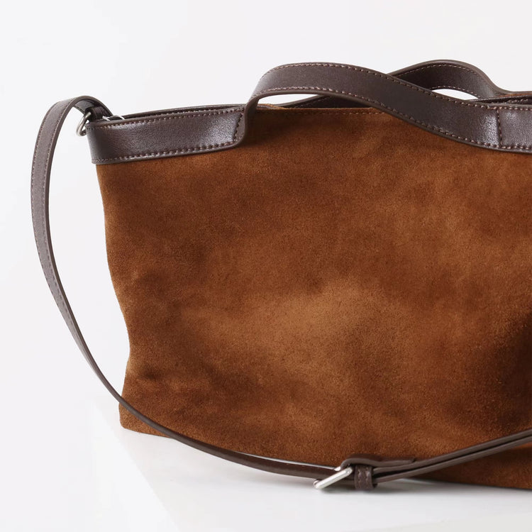 質感真皮｜2025新款復古通勤磨砂牛皮大容量手提包鬆弛感托特包軟皮斜背包「9107」25.11-4