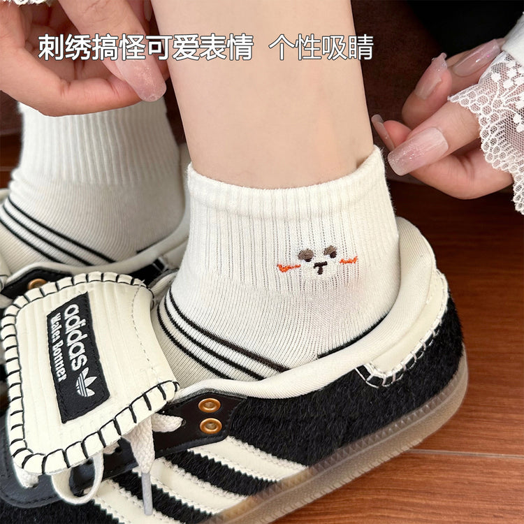 女襪｜襪子女士春夏季薄款吸汗透氣彈力短襪學院風ins潮流運動襪「YK25015」25.07-4