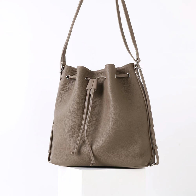 質感真皮｜2025新款時尚歐美氣質頭層牛皮雙肩水桶包百搭斜挎單肩斜挎高級感「7061」25.11-1