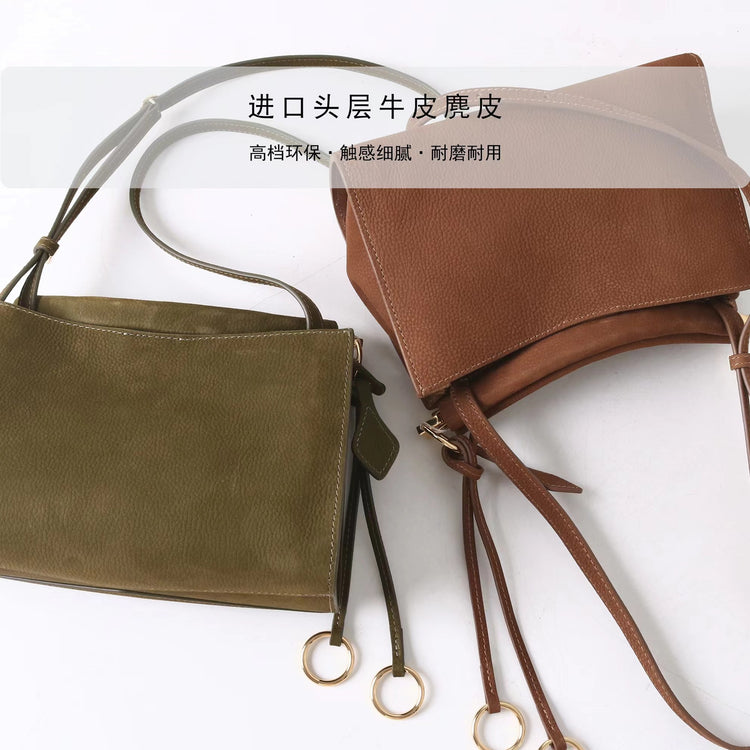 質感真皮｜2025新款頭層牛皮麂皮腋下復古法式法棍夾子包小眾設計極簡風通勤包包「3339-1」25.08-3