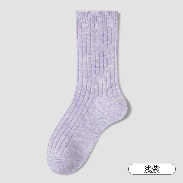 女襪｜美利奴羊毛襪子女雙針親膚舒適中筒襪秋冬加厚保暖鎖溫襪子「YG2377」25.09-3