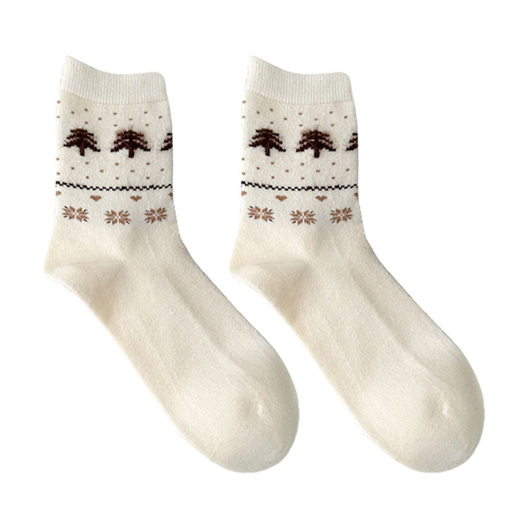 女襪｜襪子女士復古費爾島加厚保暖羊毛襪ins通勤簡約彈力中筒襪「DMS5053」25.11-4