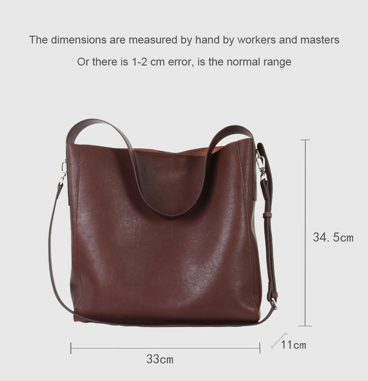 質感真皮｜2025新款高質感軟牛皮慵懶大容量通勤休閒斜挎包托特包時尚單肩腋下包「OS83316」25.10-4