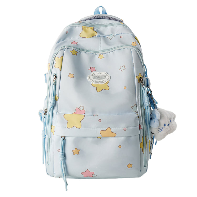 致青春｜日系ins高顏值雙肩包小清新甜美星星背包初高中生輕便大容量書包「2077-133」25.10-4