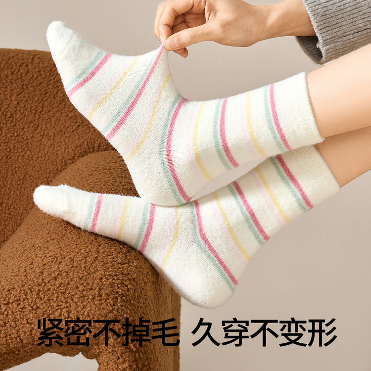 女襪｜澳絨襪子女冬季卡通可愛親膚舒適中筒襪加絨加厚保暖居家睡眠襪「S24084」25.11-2