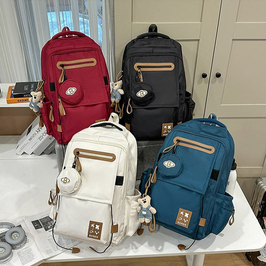 致青春｜簡約百搭學生書包女大容量休閒旅行雙肩包潮流設計感百搭雙肩背包「6017-142」25.12-2