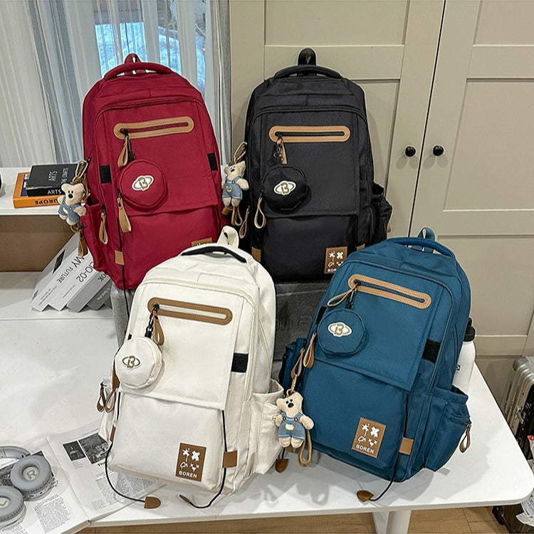 致青春｜簡約百搭學生書包女大容量休閒旅行雙肩包潮流設計感百搭雙肩背包「6017-142」25.12-2