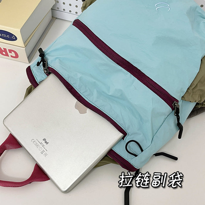 致青春 | 小眾拼色雙肩包女大學生休閒簡約戶外登山包大容量學生書包「7724-126」25.05-3