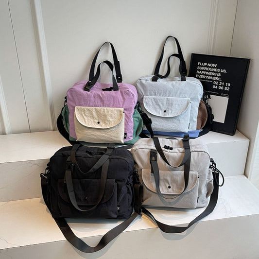 致青春｜韓版拼接撞色韓版布包2025新款高級感大容量通勤單肩斜背包「8831-130」25.11-2