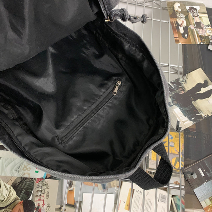 致青春 | 牛仔雙肩包2025新款大容量旅遊休閒背包純色簡約百搭學生書包「1869-132」25.06-1